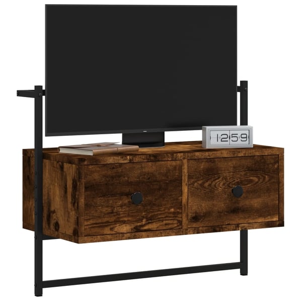 vidaXL væghængt tv-bord 60,5x30x51 cm konstrueret træ røget egetræ
