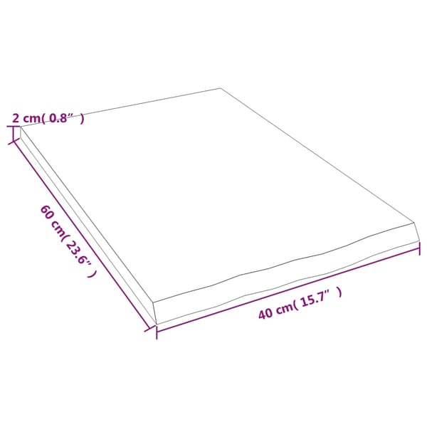 vidaXL Benkeplate til bad lysebrun 40x60x2 cm behandlet heltre