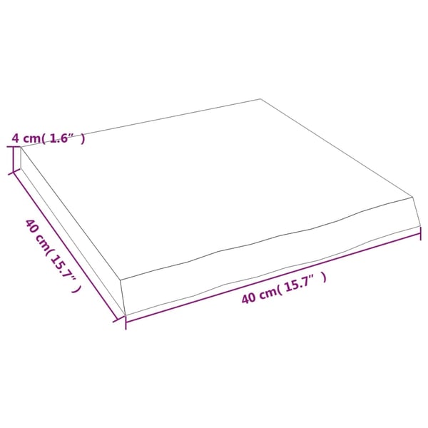 vidaXL Benkeplate til bad mørkebrun 40x40x(2-4) cm behandlet heltre