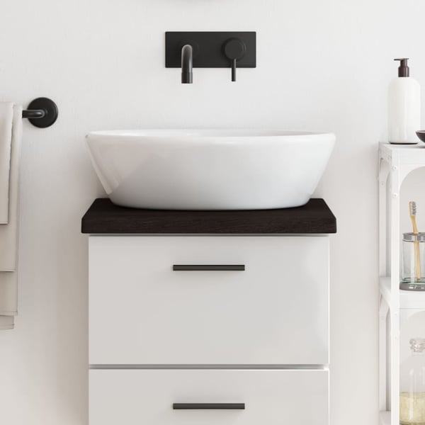 vidaXL Benkeplate til bad mørkebrun 40x40x(2-4) cm behandlet heltre