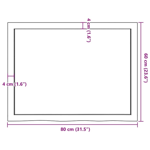 vidaXL Benkeplate til bad mørkebrun 80x60x(2-4) cm behandlet heltre