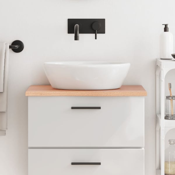 vidaXL Benkeplate til bad lysebrun 60x30x2 cm behandlet heltre