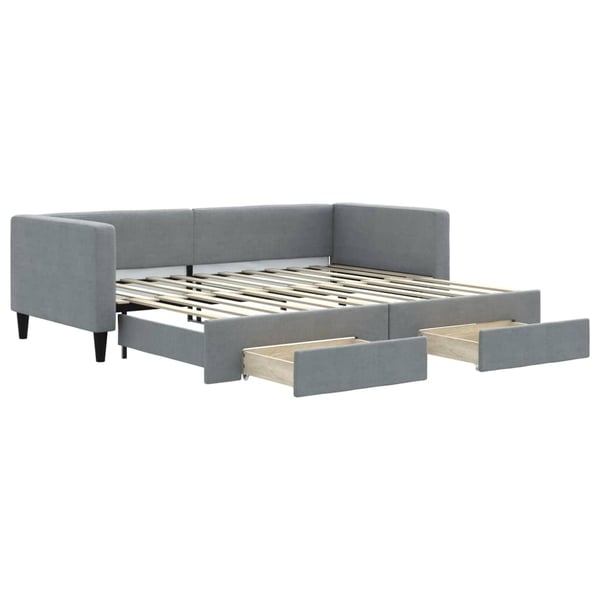 vidaXL daybed med udtræk og skuffer 90x200 cm stof lysegrå