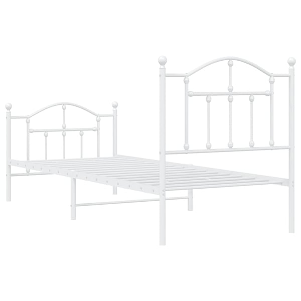 vidaXL Sengeramme i metall med hode- og fotgavl hvit 90x200 cm