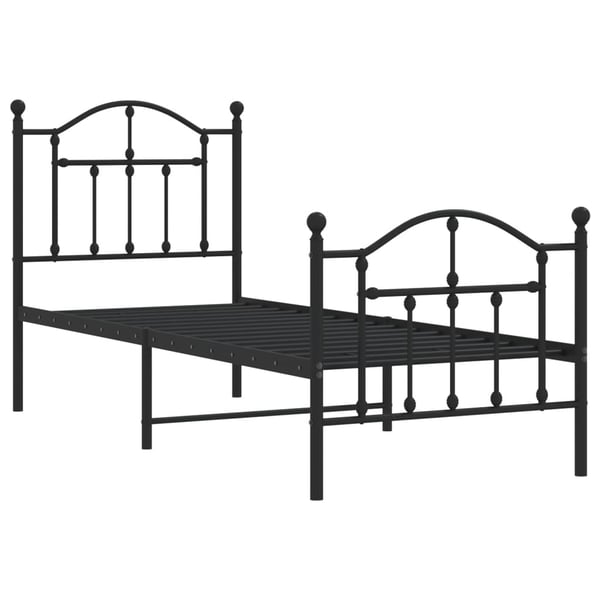 vidaXL Sengeramme i metall med hode- og fotgavl svart 75x190 cm