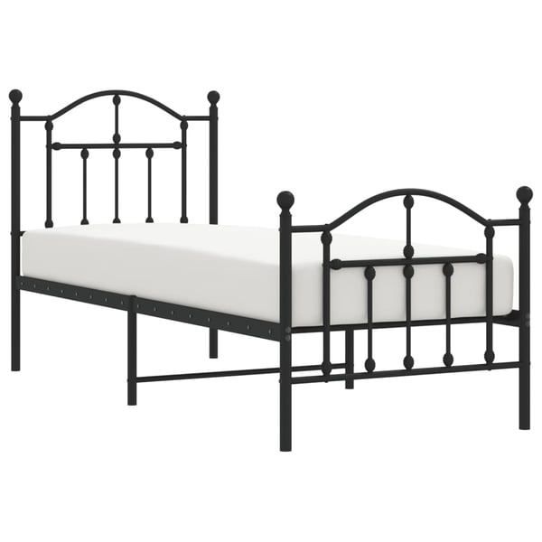 vidaXL Sengeramme i metall med hode- og fotgavl svart 75x190 cm