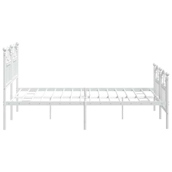 vidaXL Sengeramme i metall med hode- og fotgavl hvit 150x200 cm