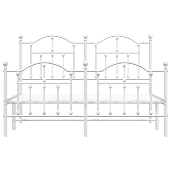vidaXL Sengeramme i metall med hode- og fotgavl hvit 150x200 cm