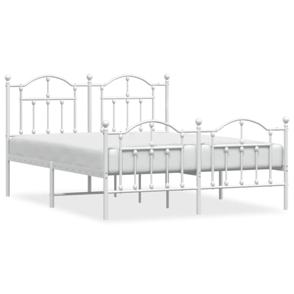 vidaXL Sengeramme i metall med hode- og fotgavl hvit 150x200 cm