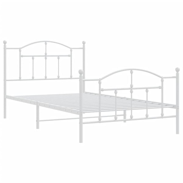 vidaXL Sengeramme i metall med hode- og fotgavl hvit 100x200 cm