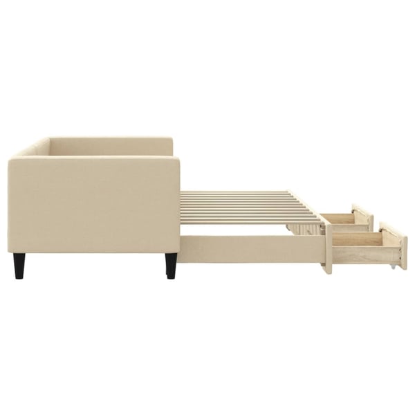 vidaXL daybed med udtræk og skuffer 80x200 cm stof cremefarvet