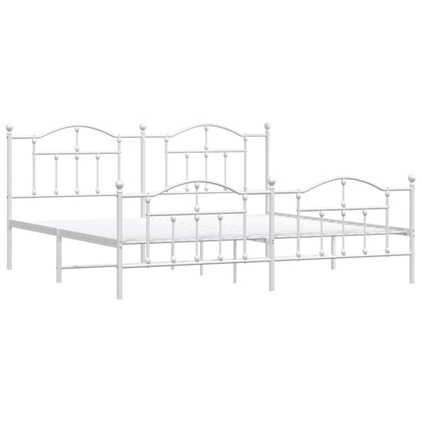 vidaXL Sengeramme i metall med hode- og fotgavl hvit 193x203 cm