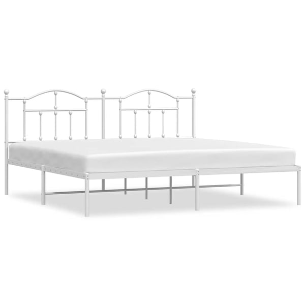 vidaXL Sengeramme i metall med sengegavl hvit 200x200 cm