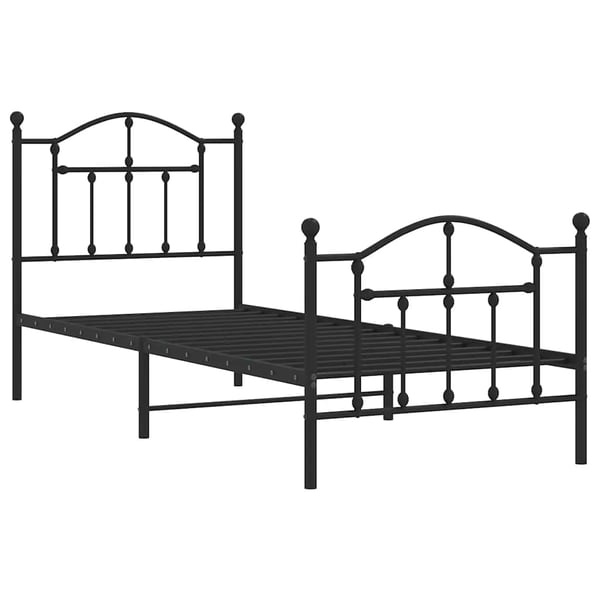 vidaXL Sengeramme i metall med hode- og fotgavl svart 90x200 cm