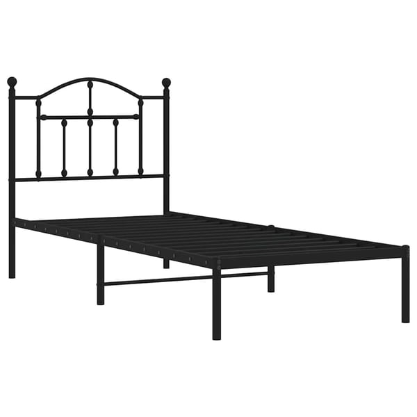 vidaXL Sengeramme i metall med hodegavl svart 90x190 cm