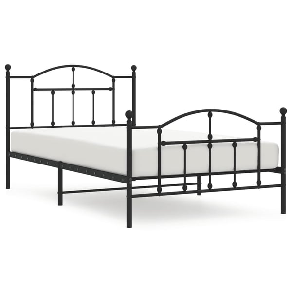 vidaXL Sengeramme i metall med hode- og fotgavl svart 100x200 cm