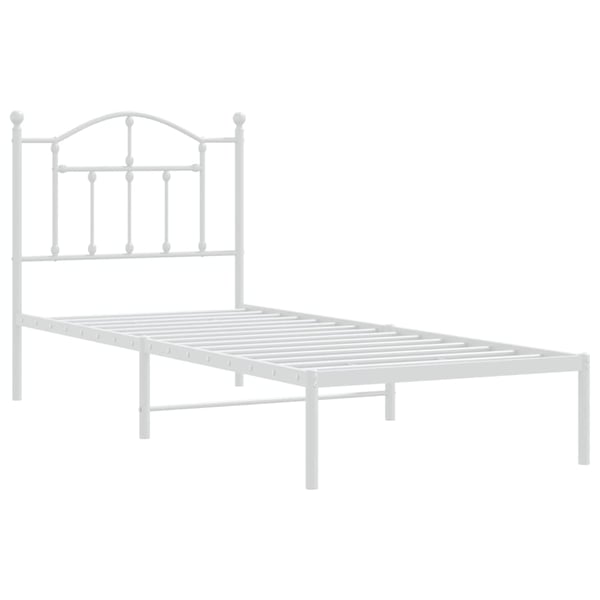 vidaXL Sengeramme i metall med hodegavl hvit 80x200 cm