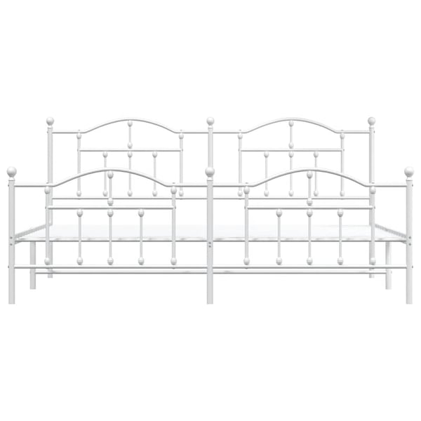 vidaXL Sengeramme i metall med hode- og fotgavl hvit 200x200 cm