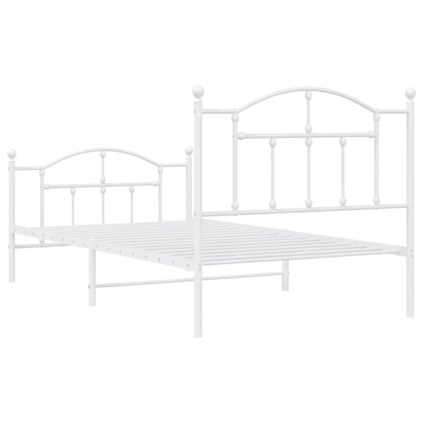 vidaXL Sengeramme i metall med hode- og fotgavl hvit 100x190 cm
