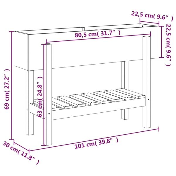 vidaXL Høybed 101x30x69 cm heltre douglasgran