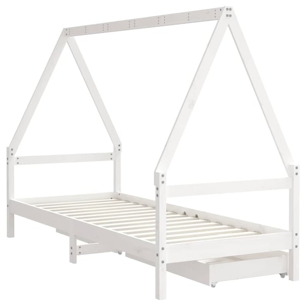 vidaXL sengeramme til juniorseng m. skuffer 80x200 cm massivt fyr hvid