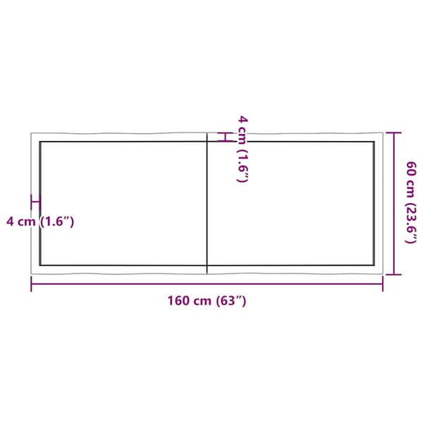 vidaXL Bordplate mørkegrå 160x60x4 cm behandlet eik naturlig kant