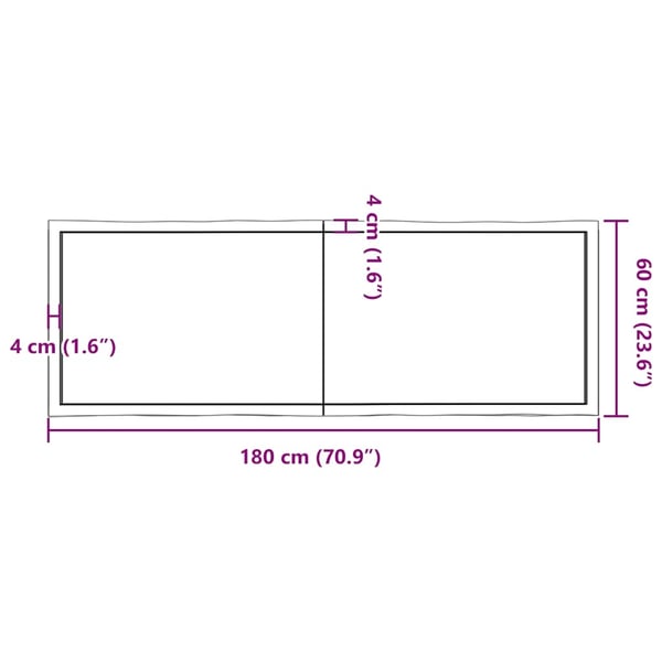 vidaXL Bordplate mørkegrå 180x60x4 cm behandlet eik naturlig kant