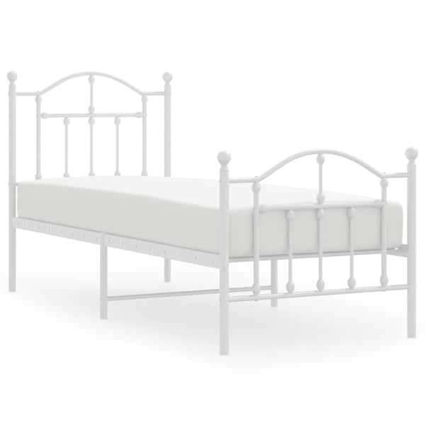 vidaXL Sengeramme i metall med hode- og fotgavl hvit 75x190 cm