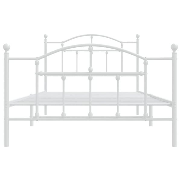 vidaXL Sengeramme i metall med hode- og fotgavl hvit 107x203 cm