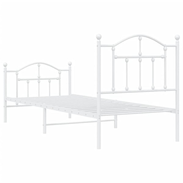 vidaXL Sengeramme i metall med hode- og fotgavl hvit 80x200 cm