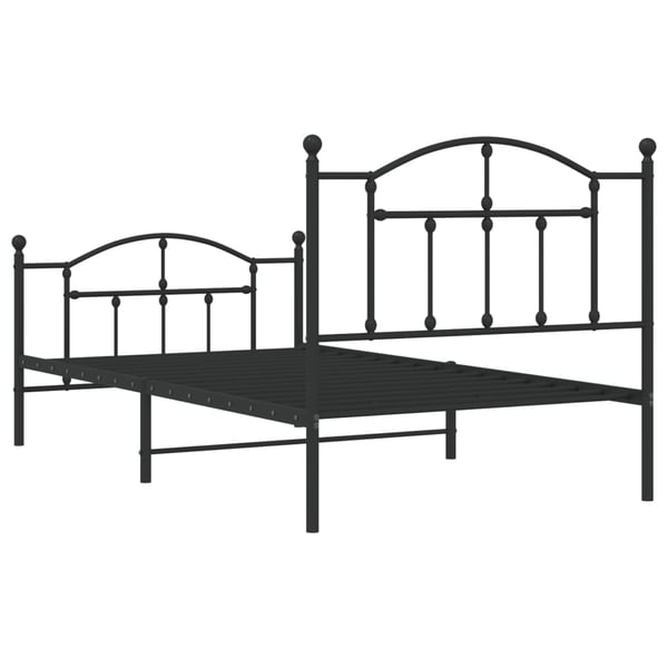 vidaXL Sengeramme i metall med hode- og fotgavl svart 100x190 cm
