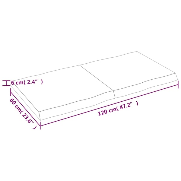 vidaXL Bordplate mørkebrun 120x60x(2-6)cm behandlet heltre naturlig