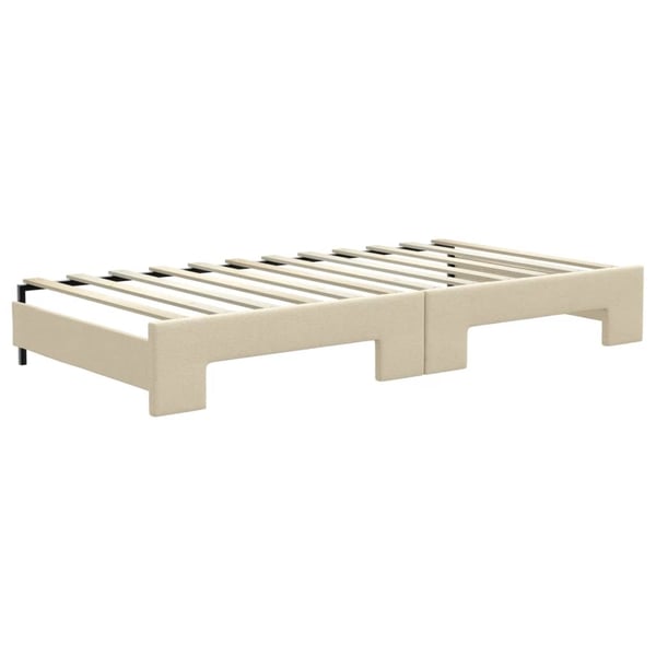 vidaXL daybed med udtræk og skuffer 100x200 cm stof cremefarvet