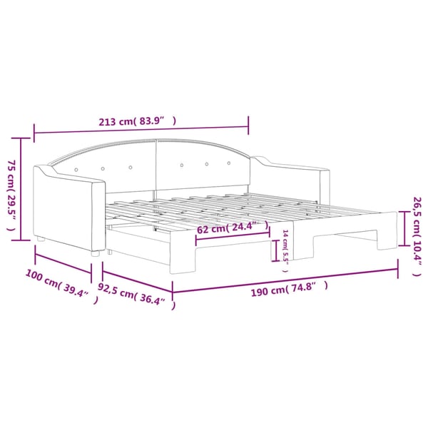 vidaXL daybed med udtræk 90x190 cm stof sort