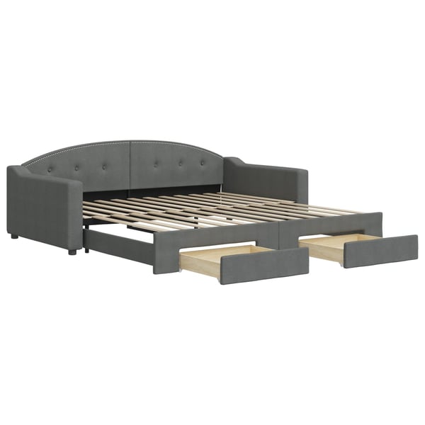 vidaXL daybed med udtræk og skuffer 100x200 cm stof mørkegrå