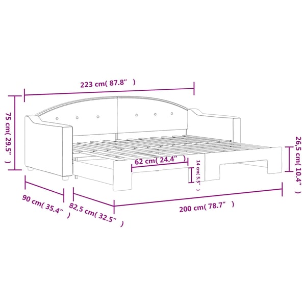 vidaXL daybed med udtræk 80x200 cm stof gråbrun