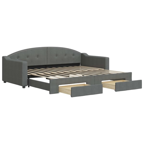 vidaXL daybed med udtræk og skuffer 90x200 cm stof mørkegrå