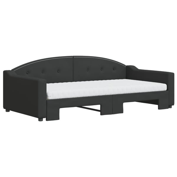 vidaXL daybed med udtræk og madras 100x200 cm stof sort