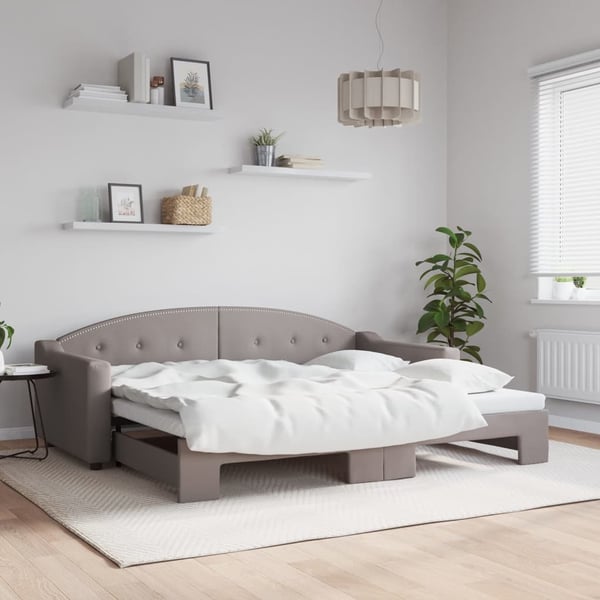 vidaXL daybed med udtræk 90x200 cm stof gråbrun