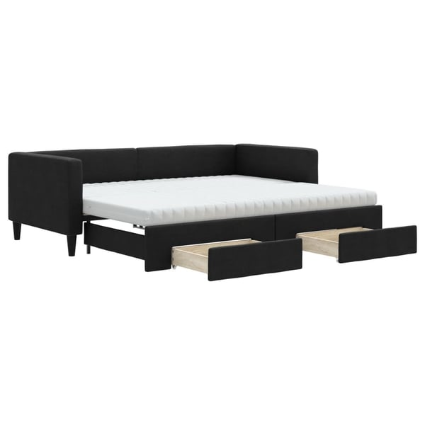 vidaXL daybed med udtræk og skuffer 80x200 cm stof sort