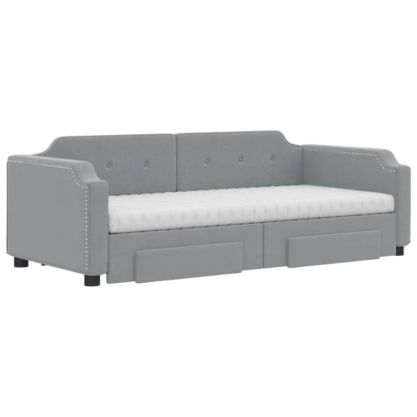 vidaXL daybed med udtræk og skuffer 100x200 cm stof lysegrå