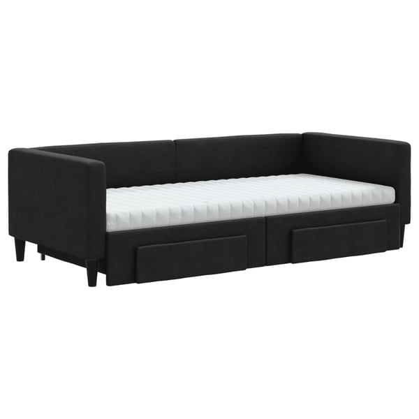 vidaXL daybed med udtræk og skuffer 90x190 cm stof sort
