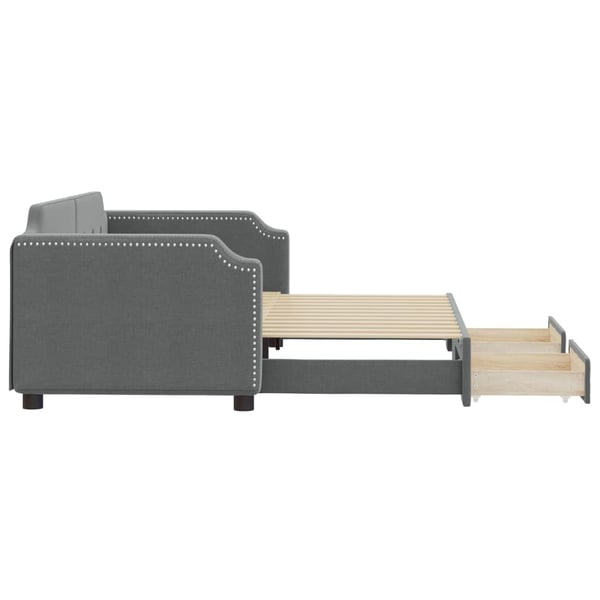 vidaXL daybed med udtræk og skuffer 90x200 cm stof mørkegrå