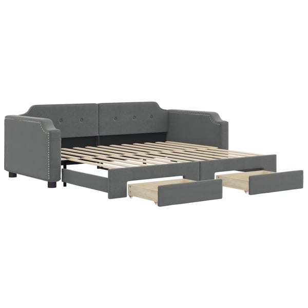 vidaXL daybed med udtræk og skuffer 90x190 cm stof mørkegrå