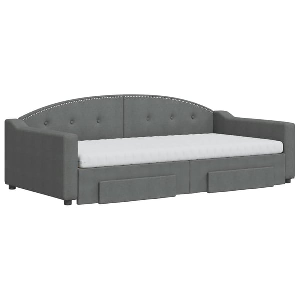 vidaXL daybed med udtræk og skuffer 100x200 cm stof mørkegrå