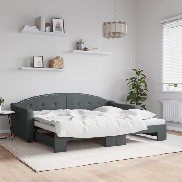 vidaXL daybed med udtræk 90x200 cm stof mørkegrå