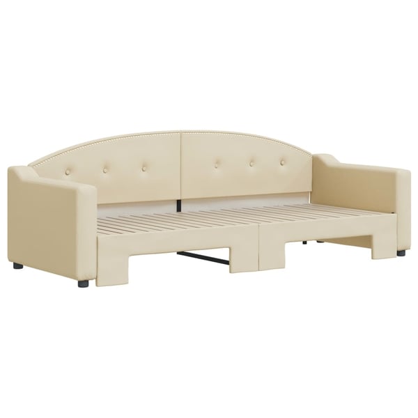 vidaXL Dagbädd utdragbar gräddvit 80x200 cm tyg
