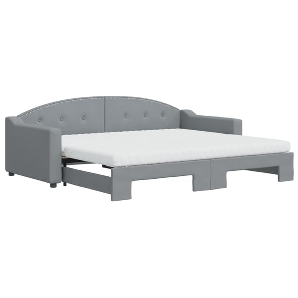 vidaXL daybed med udtræk og madras 90x200 cm stof lysegrå