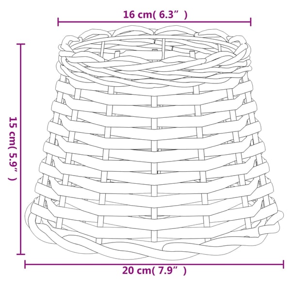 vidaXL Lampskärm vit Ø20x15 cm korgmaterial