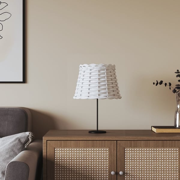 vidaXL Lampskärm vit Ø20x15 cm korgmaterial